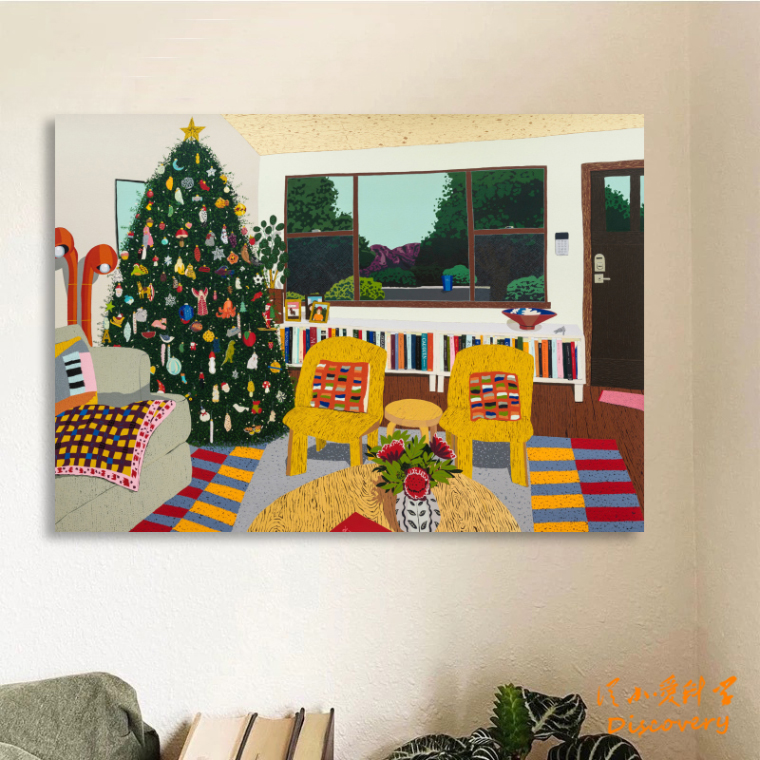 大圣诞树 当代艺术温暖的节奏室内风景装饰画客厅卧室挂画无框画图片