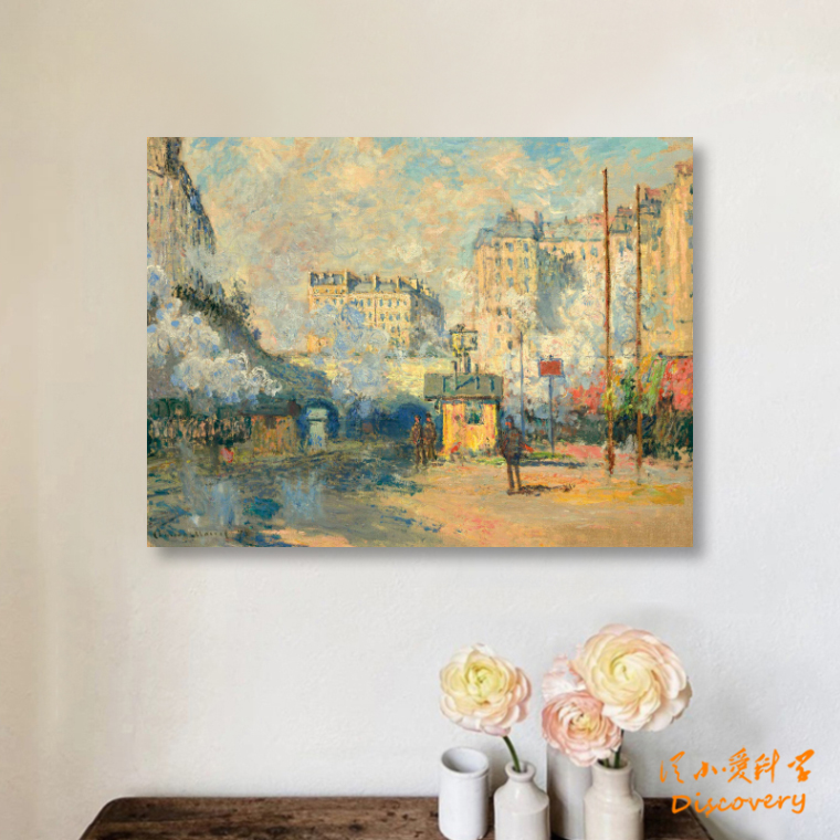 Monet拉扎尔火车站 现代简约印象派风景挂画客厅餐厅装饰无框画