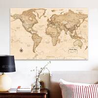 World Map English version, retro office decorative painting, living room wall hanging painting, bedroom study, PP glue oil painting cloth wall stickers thumbnail 3