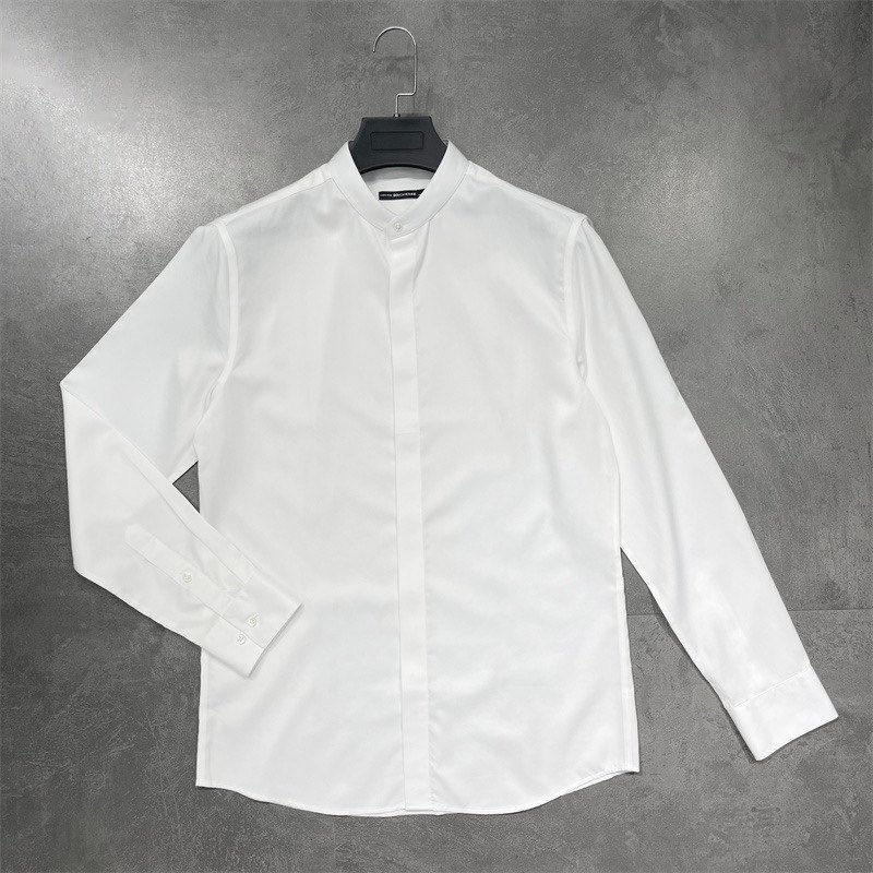 男装140支三股高端系列纯白色长袖DP免烫衬衫 高支全棉抗皱白衬衣