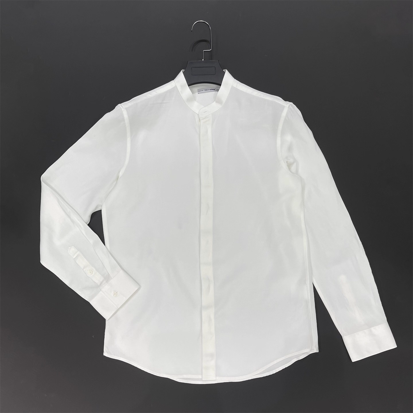 高端系列男士秋季款纯色天丝麻小立领百搭衬衫男长袖透气亚麻寸衣