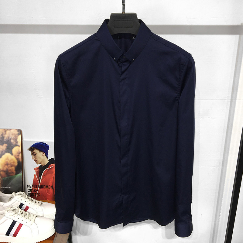 鸟款男士春秋新品休闲抗皱潮衬衣