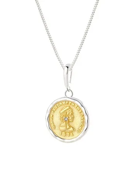 项链浮雕轻奢搭配纯银s925设计感单吊坠简约古币人像胜利女神复古