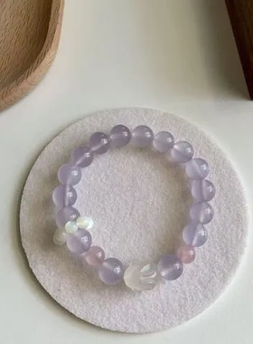 手串手饰玉兔女手链玉兔礼物闺蜜仿紫水晶跑环草莓晶荔枝冻女