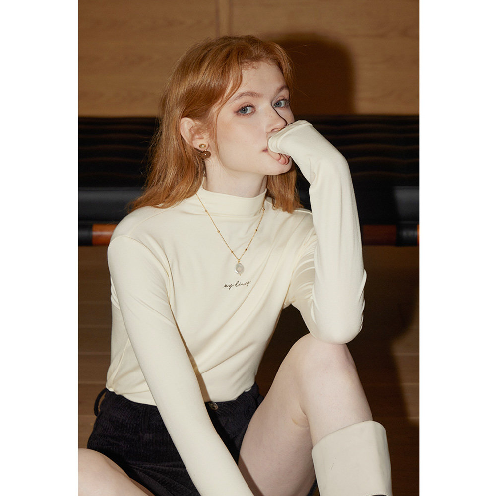 库恩玛维基础款半高领长袖T恤女2024秋季新款修身印花内搭打底衫,女装/女士精品,T恤,淘宝优惠券,粉丝福利购,淘宝优惠卷