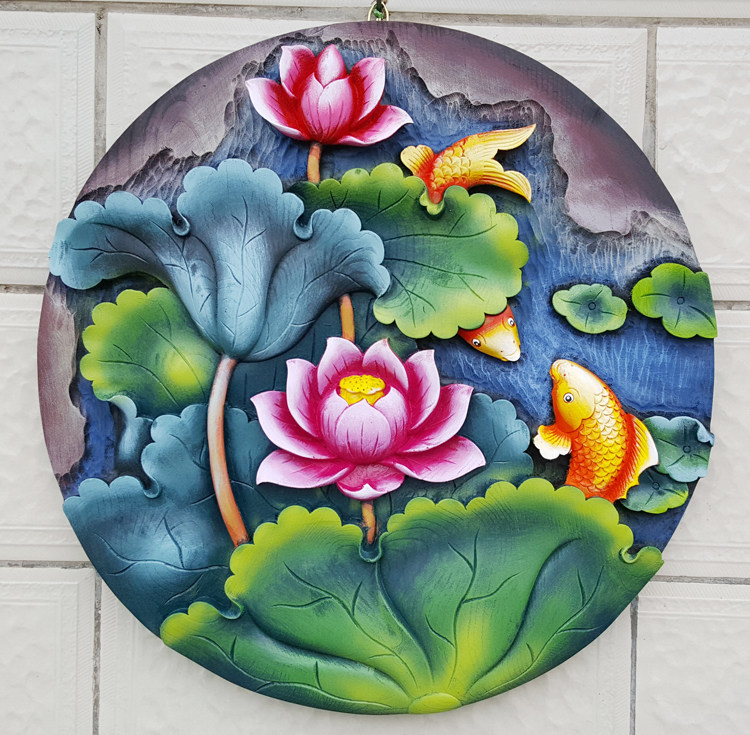 特色植物民族工艺品礼品丽江纯手工精品木雕玄关挂件连年有余直销