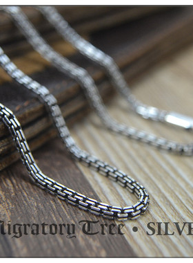 泰国原产925纯银项链 男女长短款配链方型双扣方框泰银链毛衣链