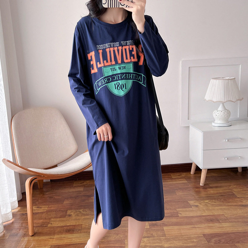 哺乳连衣裙夏季薄款长袖外穿月子辣妈款孕妇装喂奶衣服春秋季睡裙