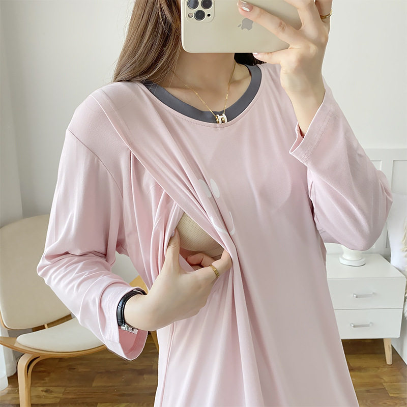 哺乳裙女装奶服春夏莫代尔产后月子衣大码胖肥短袖孕妇连衣裙包邮