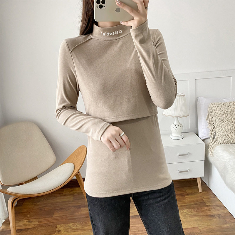 哺乳上衣秋衣月子服薄款睡衣春秋冬季辣妈孕妇内衣长袖产后喂奶衣