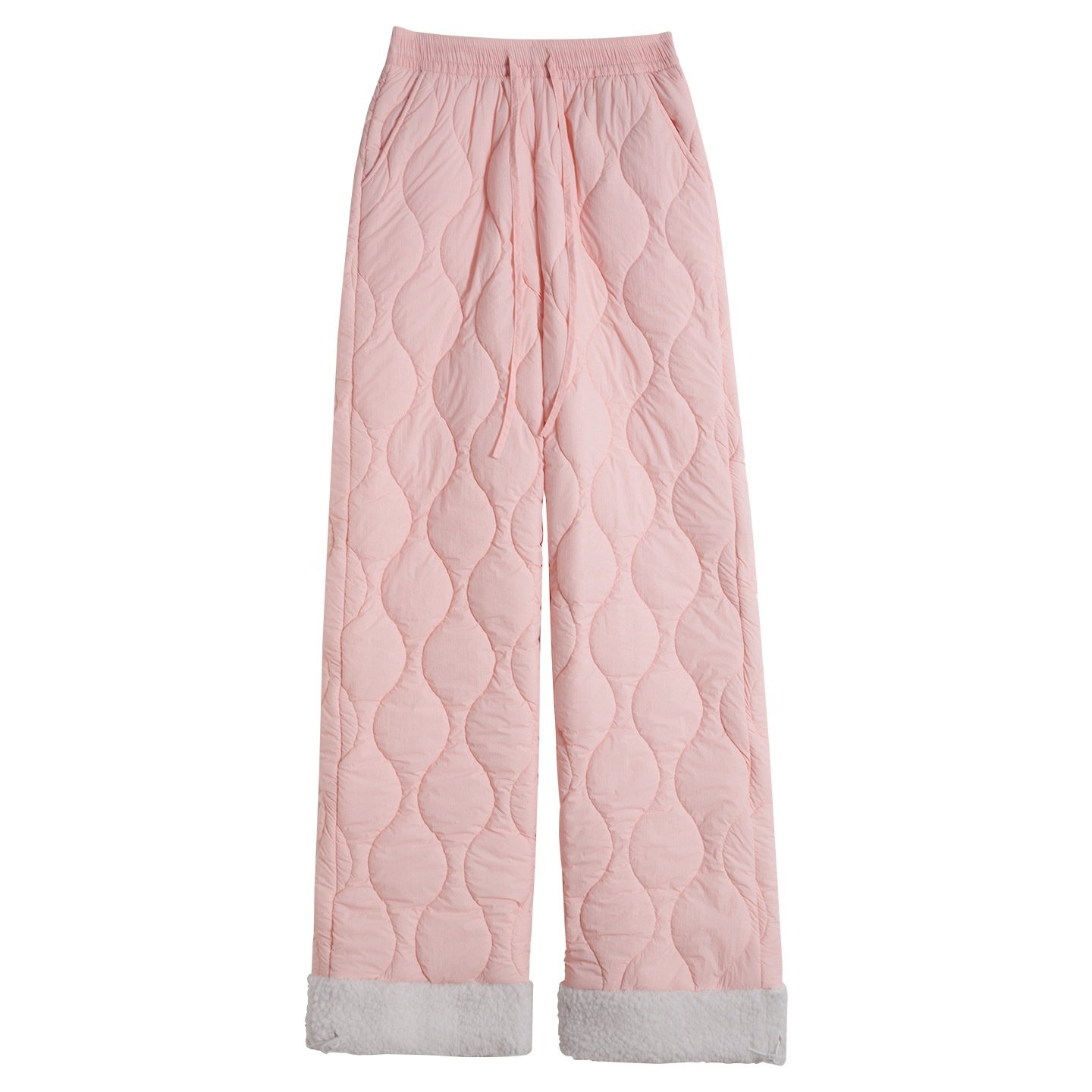 粉色加绒防风棉裤女2025新款今年流行爆款冬天加厚保暖休闲阔腿裤