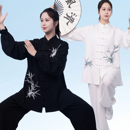 太极服女款新款白色男士武术表演练功服装春夏季八段锦太极拳服装