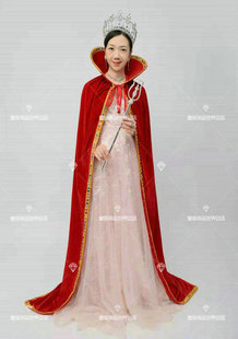 皇族精品仿宝石包边金丝绒纯绒男女新娘选美酒吧KTV酒红披风斗篷