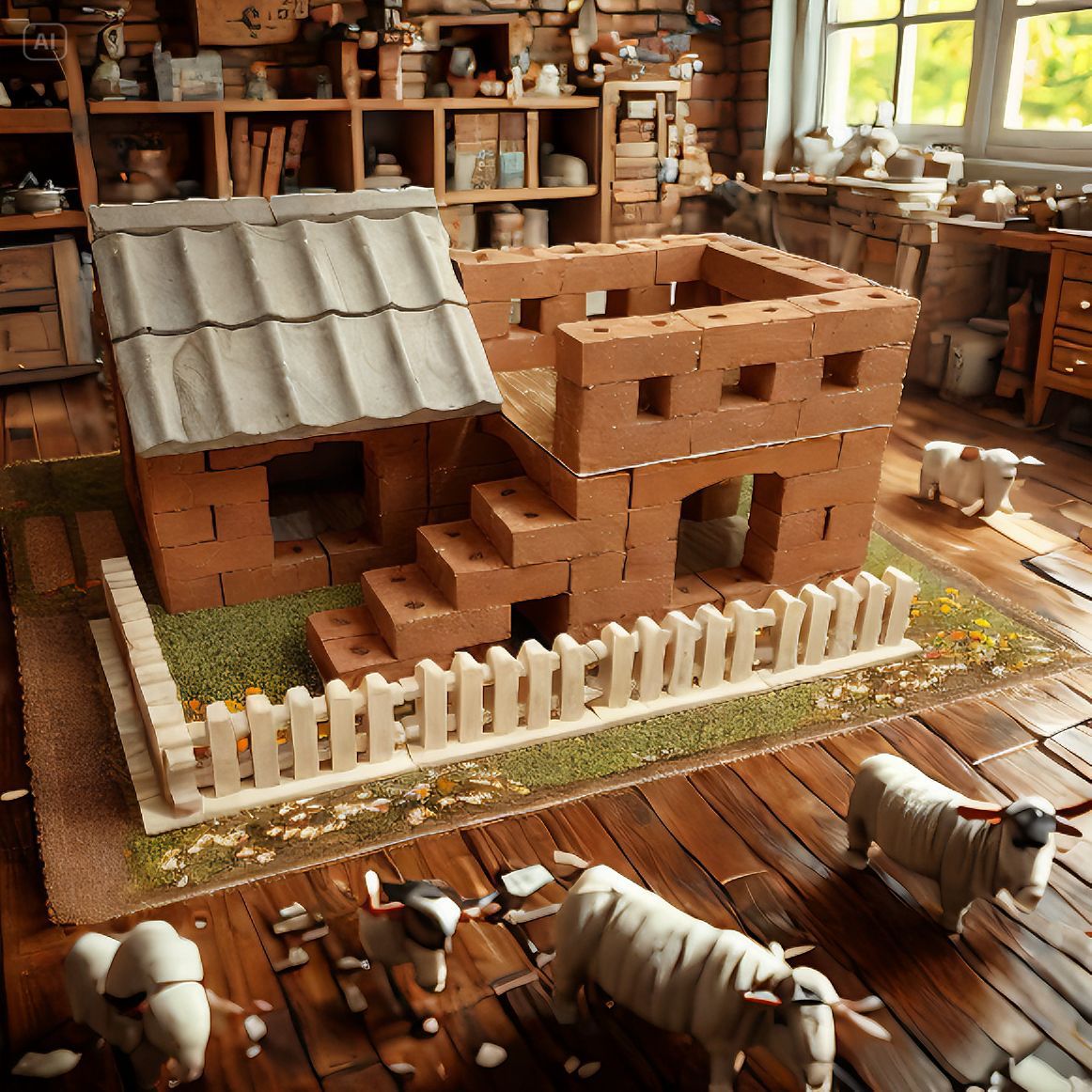 小小泥瓦匠盖房子砖块屋建筑儿童手工拼搭益智玩具男女孩礼物