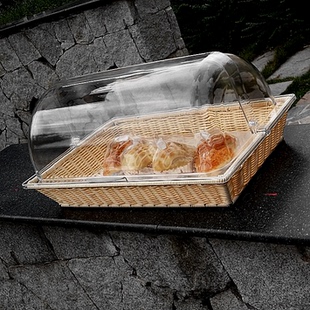 长方形 面包篮筐仿藤带盖蛋糕点心食物展示托盘水果篮欧式 热卖 促销