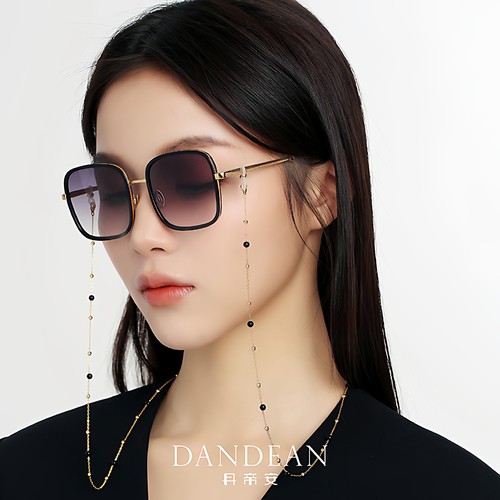 丹帝安眼镜链天然黑玛瑙S925纯银