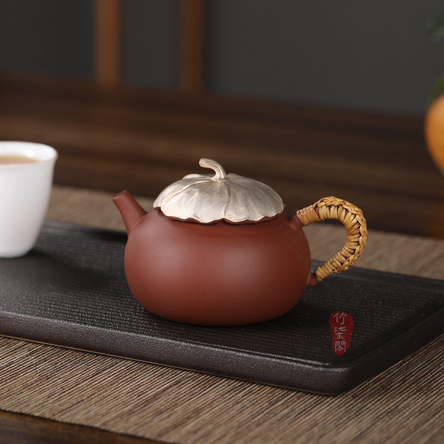 竹编手工紫砂壶鎏银高端泡茶壶