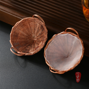 竹柒阁复古高档竹编斗笠茶漏茶滤茶叶过滤网公道杯滤茶器滤网茶具