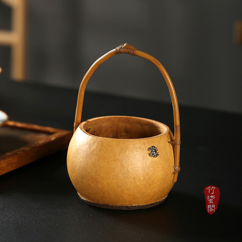 手工竹编葫芦提篮点心盒茶具收纳