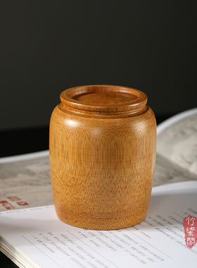 竹柒阁大漆手工楠竹茶叶罐密封罐便携旅行竹筒储茶罐茶仓茶道文玩