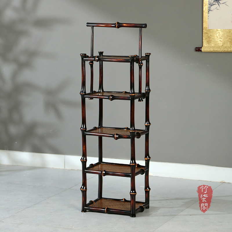 筇竹手提茶棚茶柜博古架茶具架子