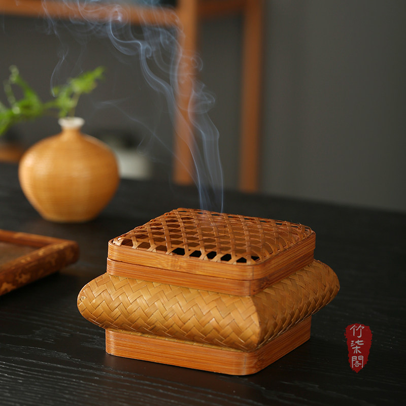 大漆纯手工竹编弧形香炉香盒盘香家用室内熏香禅意香薰炉插香香托,餐饮具,茶道/香炉,淘宝优惠券,粉丝福利购,淘宝优惠卷