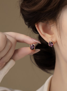 巴黎【设计师】紫色圆形耳扣个性耳环气质耳钉高级感耳饰2026新款