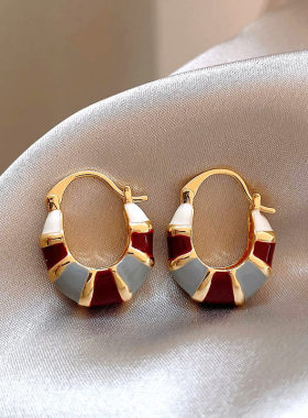 巴黎【设计师】Camping Kiss轻奢高级感气质撞色耳环女精致耳饰品