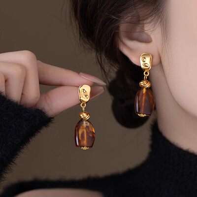 巴黎CampingKiss琥珀吊坠耳环