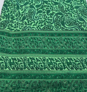 印花 3米棉绸布料绿色底莫里斯花纹数码