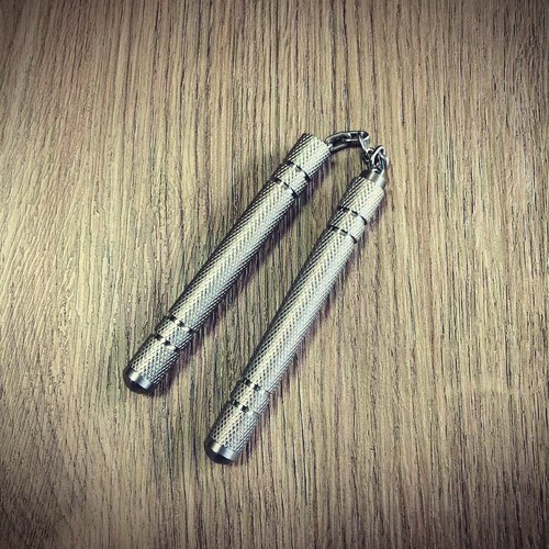 防滑二合一迷你双截棍不锈钢链式连接球形尾堵 skilltoy nunchaku