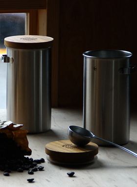 GSP燕印 职人复古不锈钢密封罐 木盖咖啡豆粉茶叶罐 日本直邮