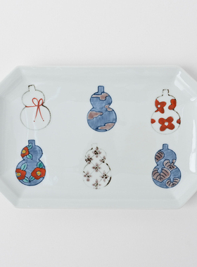 有田烧 手绘六瓢箪八角长皿 长盘平盘寿司 伊万里烧 日本直邮