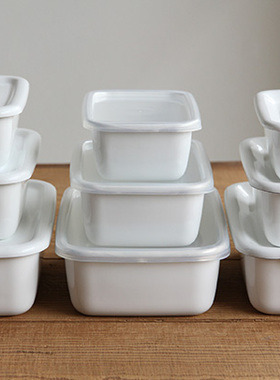 野田珐琅 冷藏密封保鲜盒直火烤箱用便当盒长方形深型 日本直邮