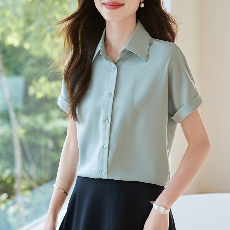 唯品会特卖清仓特价处理断码短袖职业真丝衬衫女装品牌正品夏新款