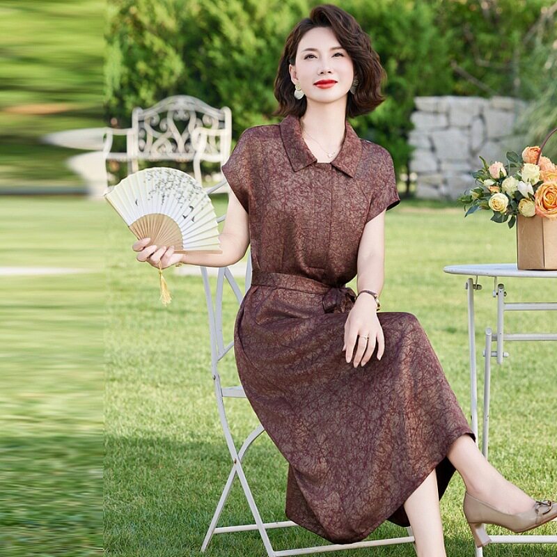 唯品会特卖清仓特价处理断码真丝香云纱桑蚕丝连衣裙女装品牌正品