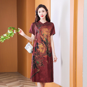 唯品会特卖清仓特价处理断码真丝香云纱桑蚕丝连衣裙女装品牌正品