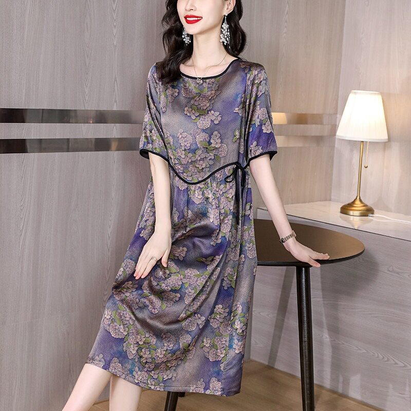 唯品会特卖清仓特价处理断码香云纱真丝桑蚕丝连衣裙女装品牌正品