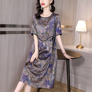 唯品会特卖特价处理断码香云纱真丝桑蚕丝连衣裙女装品牌