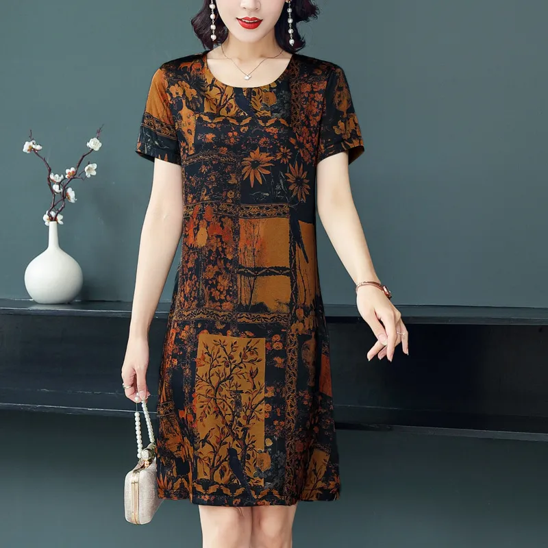 潮唯品会特卖清仓处理断码短袖高档真丝桑蚕丝连衣裙女装品牌正品