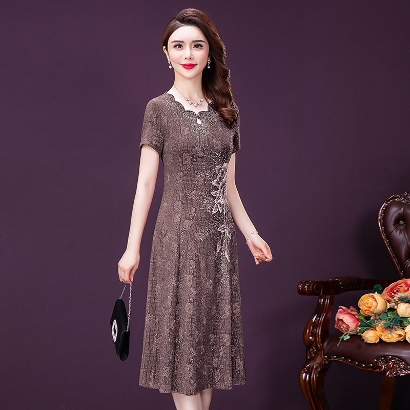 唯品会特卖清仓处理断码短袖礼服婚宴高端高档连衣裙女装品牌正品