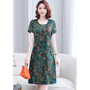 潮唯品会特卖清仓处理断码短袖高档真丝桑蚕丝连衣裙女装品牌正品