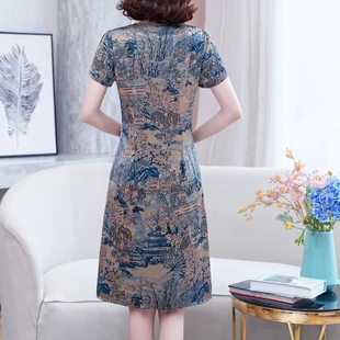 潮唯品会特卖清仓处理断码短袖高档真丝桑蚕丝连衣裙女装品牌正品