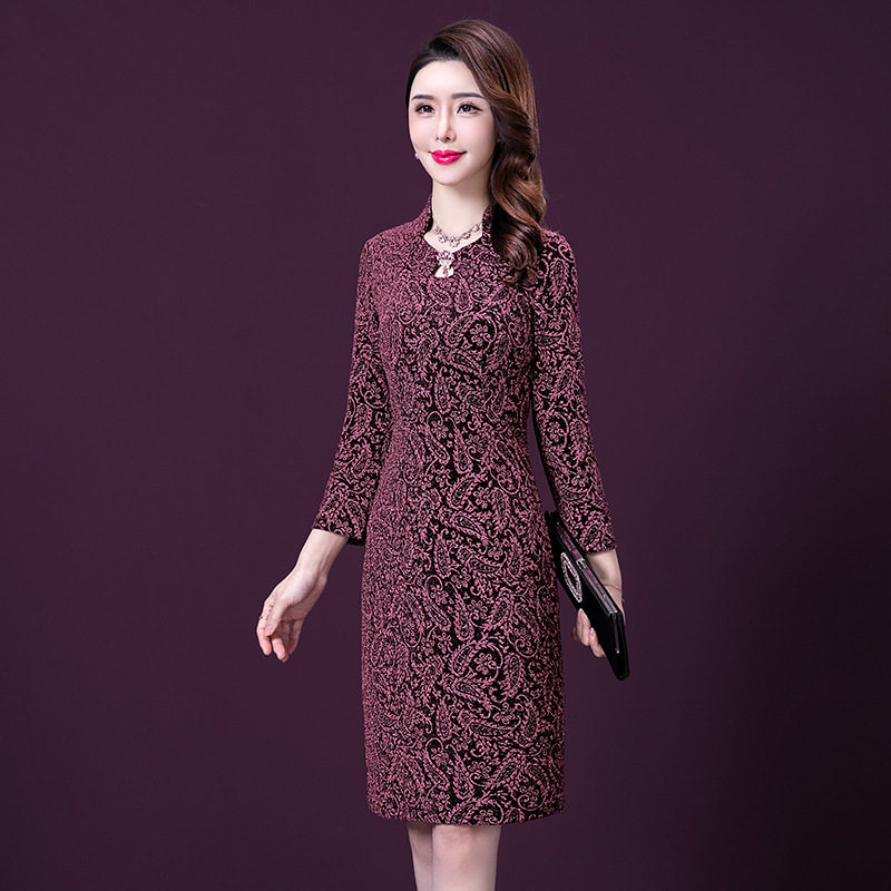 潮唯品会特卖清仓处理断码女装九分袖礼服连衣裙品牌正品春秋新款