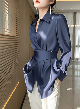 唯品会特卖特价处理断码长袖真丝衬衫女装品牌春秋夏新款