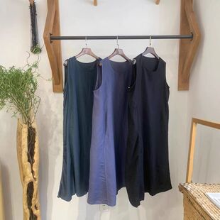 复古文艺人棉亚麻背心裙夏季新款日系宽松休闲百搭显瘦无袖连衣裙