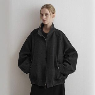 n复古羊毛夹克女早秋新款 现货藤姐同款 pat 立领拉链外套