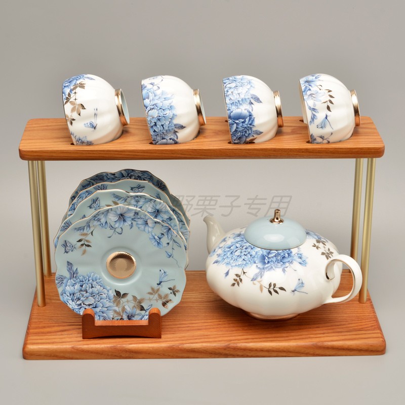 国瓷永丰瓷中秋礼茶具铂金青花