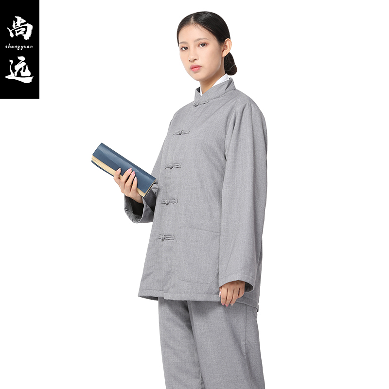 新尚远冬季僧服居士服套装内里加绒保暖禅修服装唐装汉服男女通用