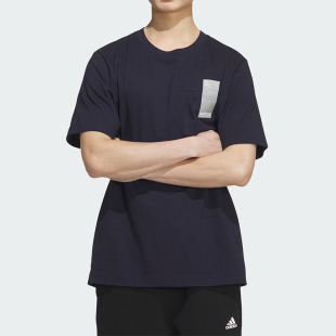 新款 夏季 男女简约舒适圆领休闲T恤JI9082 阿迪达斯正品 Adidas
